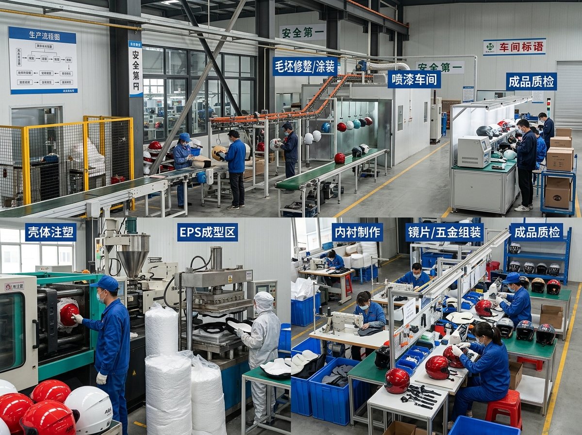 motorcycle helmet manufacturing process step by step