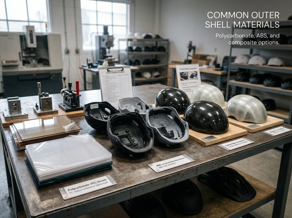common bicycle helmet outer shell materials