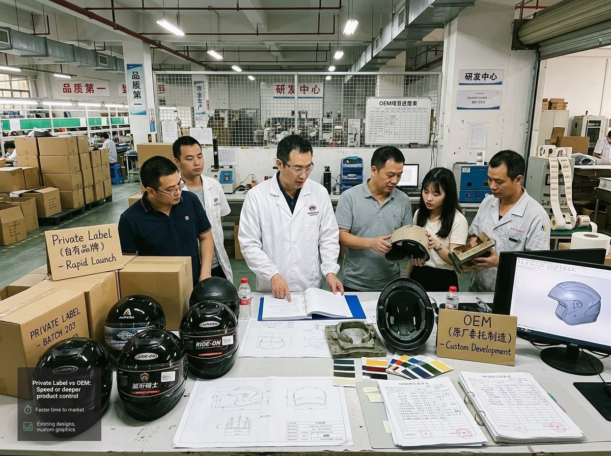private label vs OEM helmets