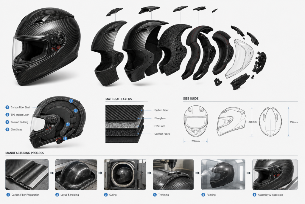 Carbon motorcycle helmet specifications and manufacturing detailsCarbon motorcycle helmet specifications and manufacturing details